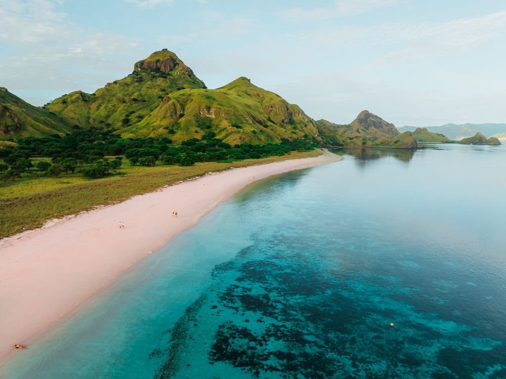 Pink sand beach on Padar Island