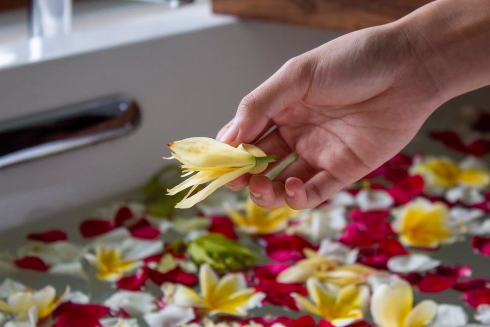 A flower bath at a Bali spa