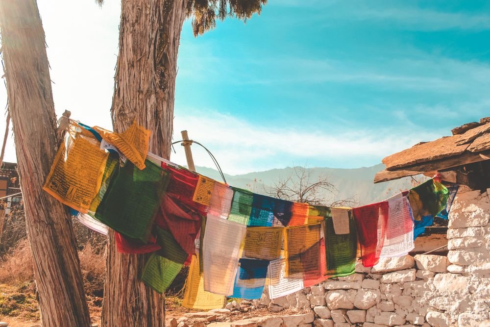 Prayer flags in the mountains of Bhutan