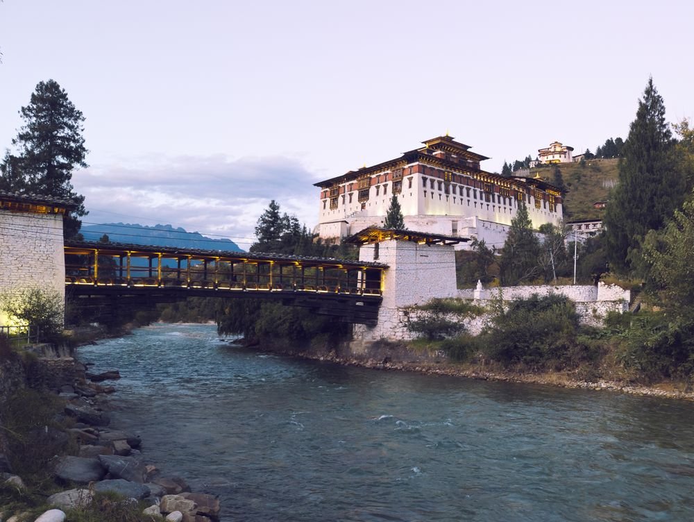 Paro Dzong and the bridge over the Paro river
