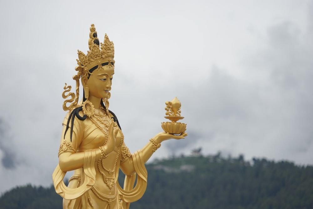 A golden Buddhist statue in Thimphu