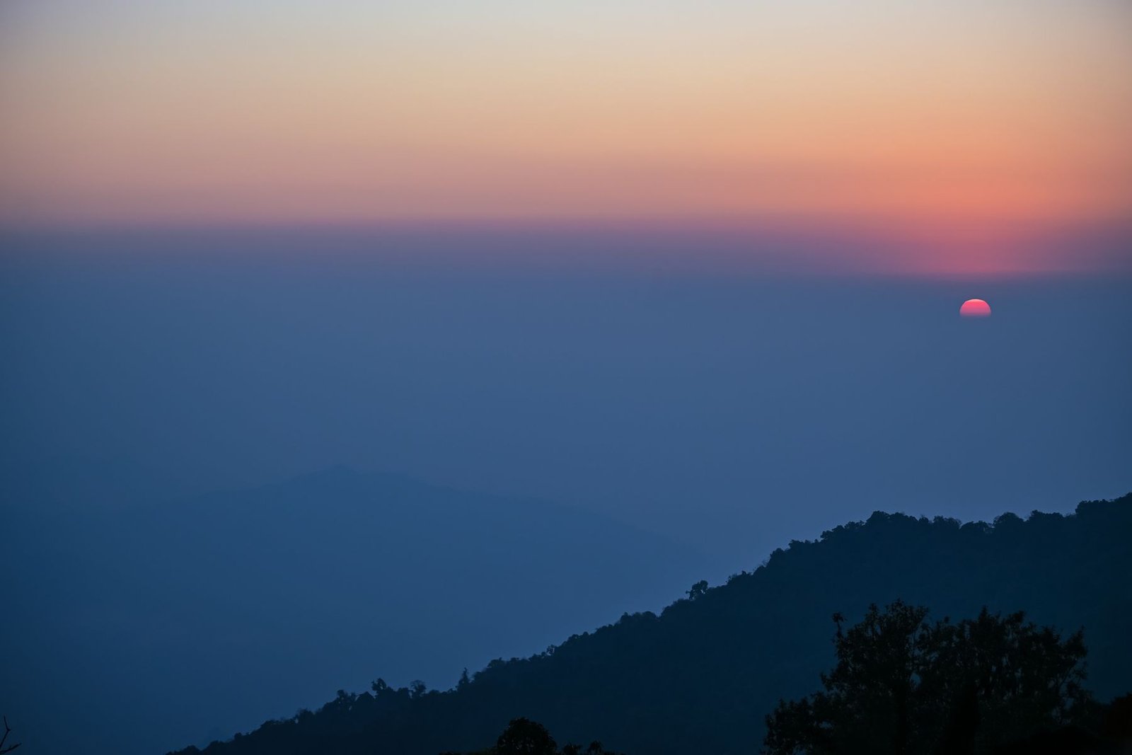 Sunrise over the hills of Darjeeling