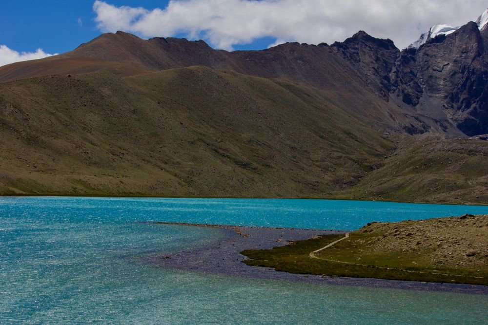 Gurudongmar Lake below the snow peaks