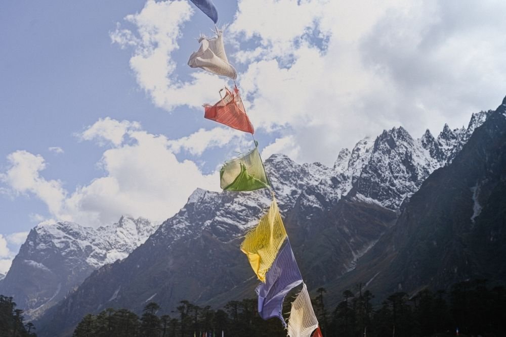 Prayer flags in the mountains of Sikkim