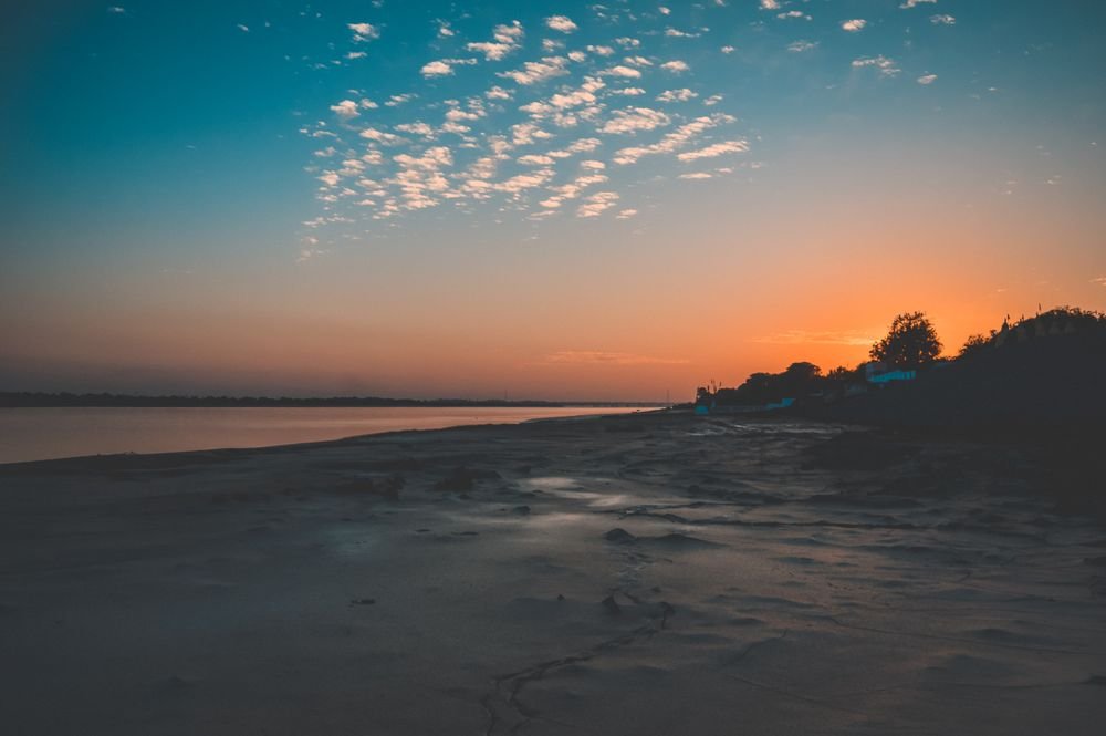 Sunset on the shore near Bharuch