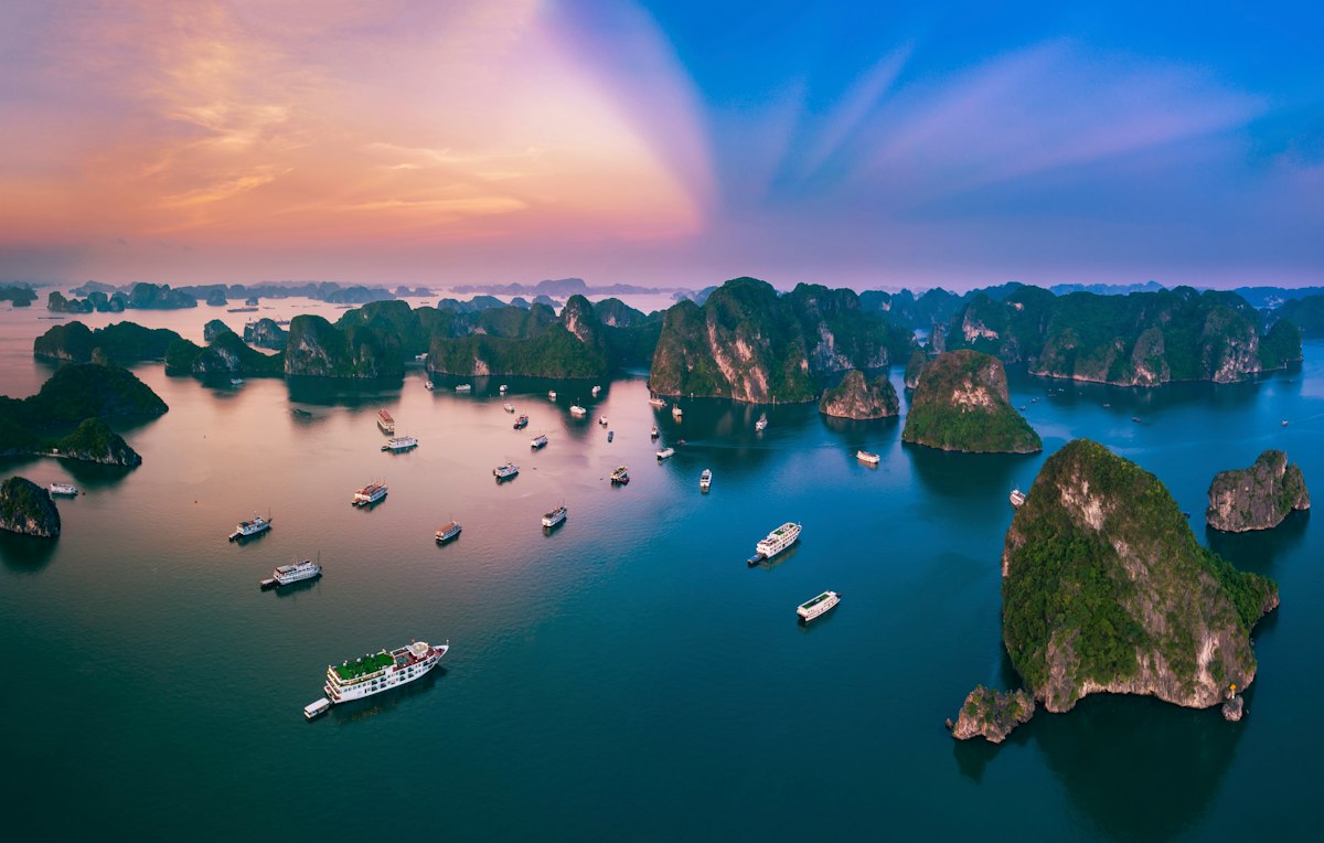 Ha Long Bay at dusk, Vietnam