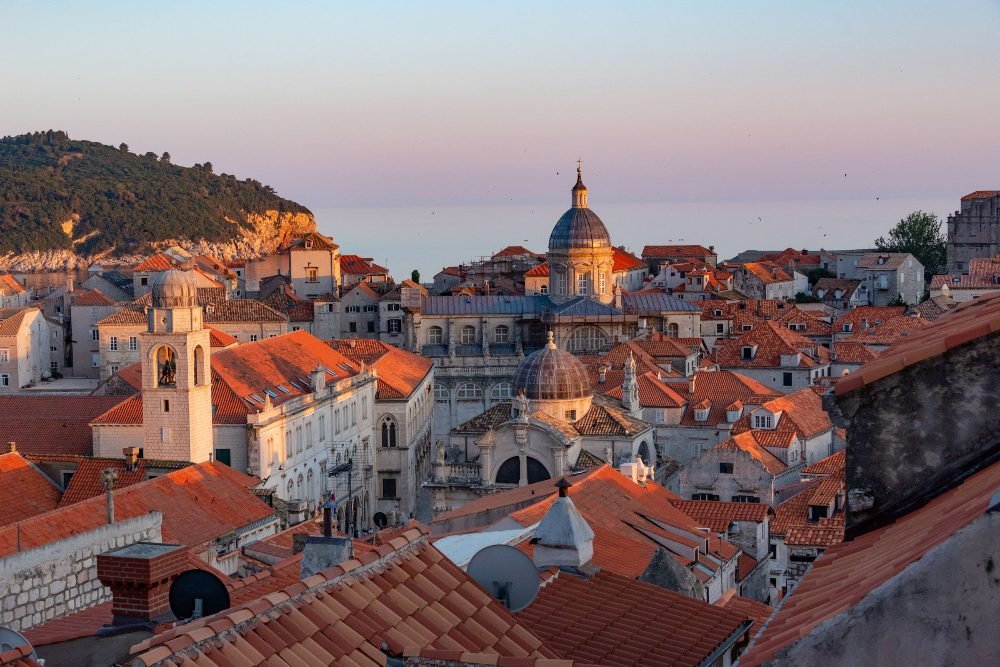 Dubrovnik rooftops at sunset