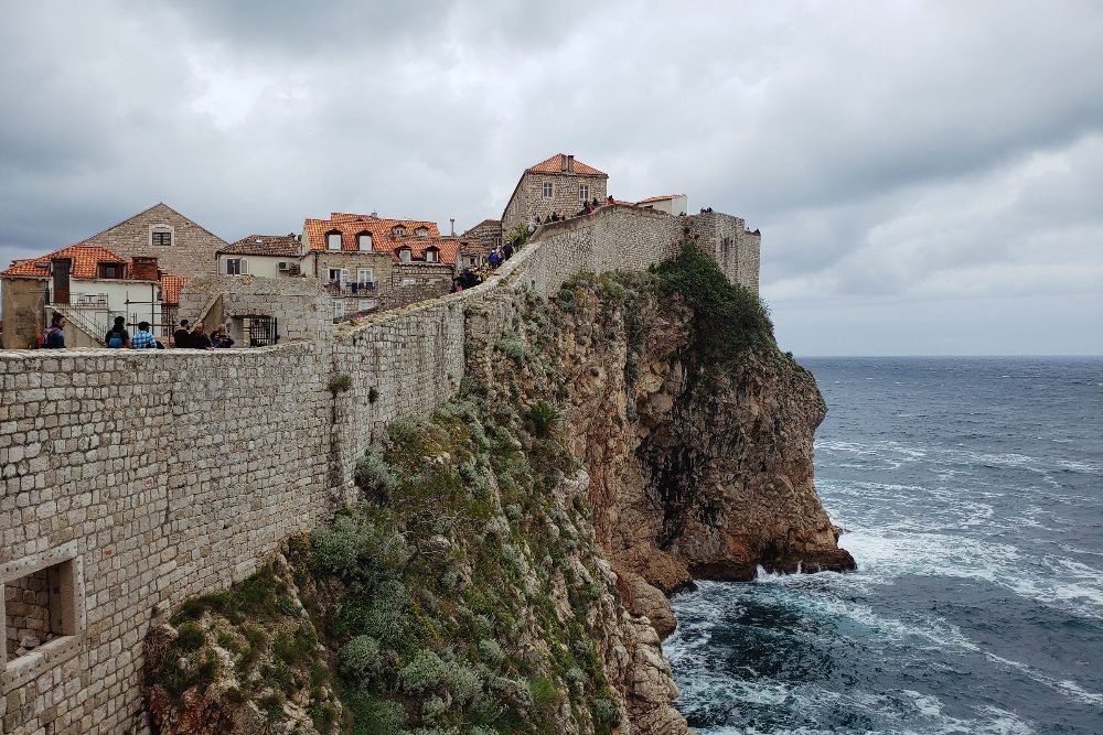 Dubrovnik's city walls above the sea