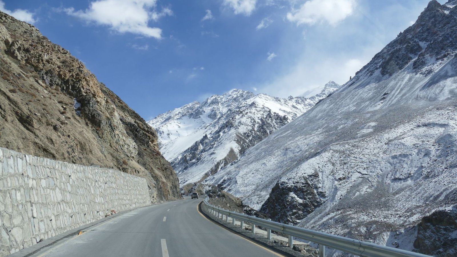 A snowy mountain road