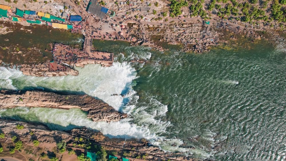 Dhuandhar Falls near Jabalpur, from the air