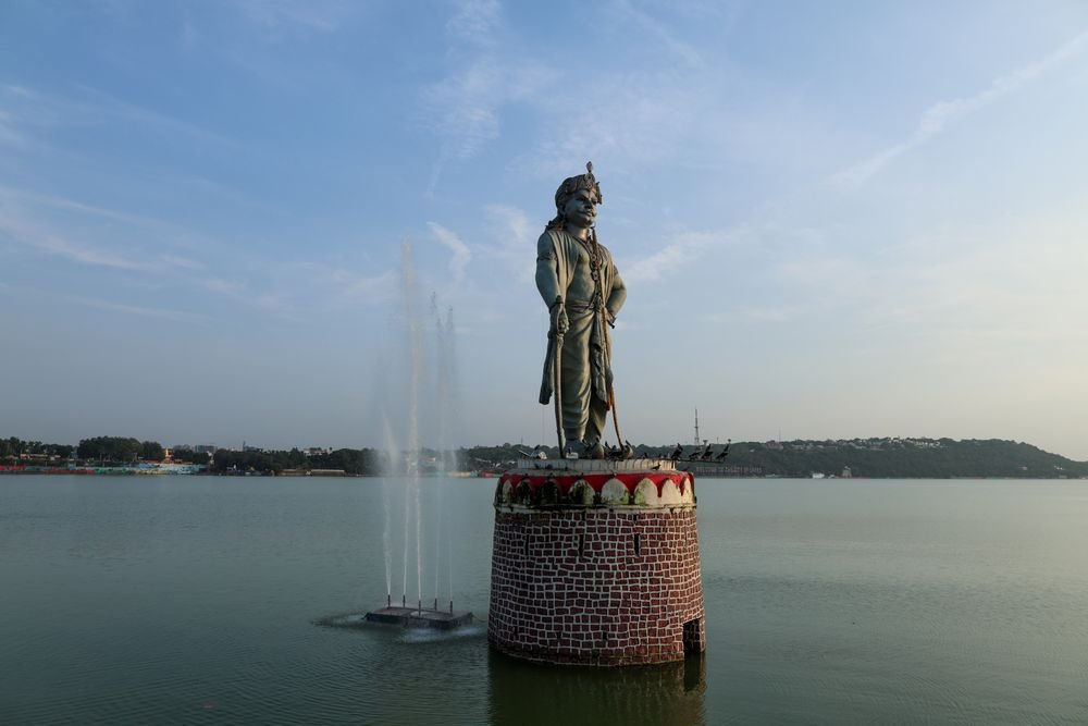 Raja Bhoj's statue in the Upper Lake, Bhopal