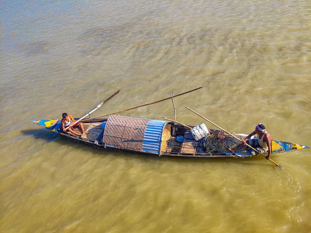 A fishing boat on the Brahmaputra, Assam