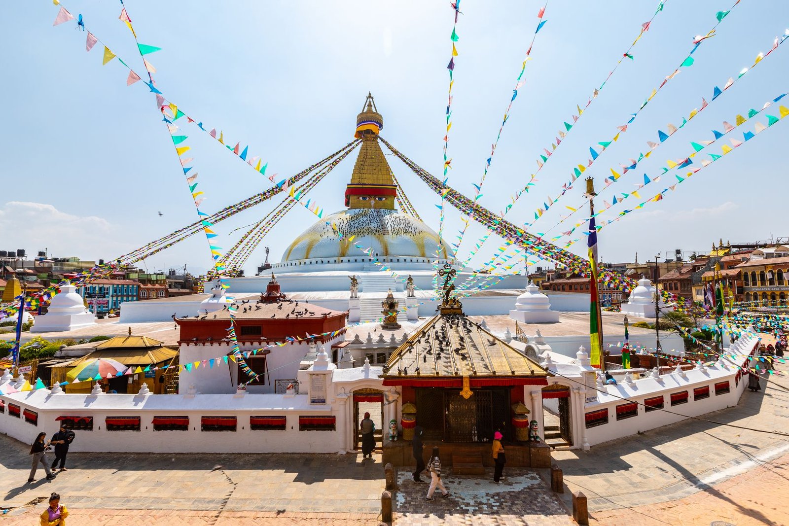 Boudhanath Stupa with prayer flags, Kathmandu, Nepal