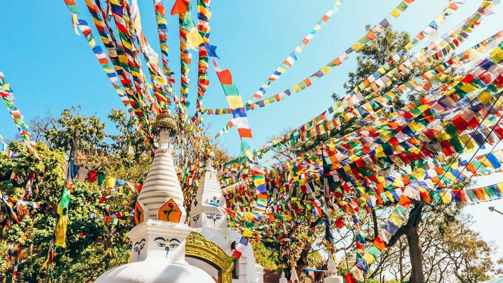 Prayer flags at a Kathmandu stupa
