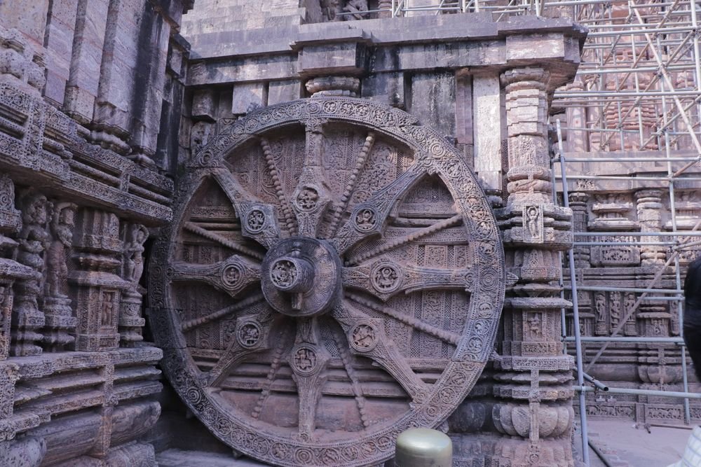 A chariot wheel of the Sun Temple, Konark