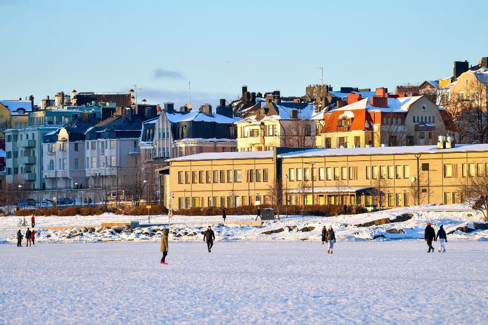 The frozen sea in Helsinki
