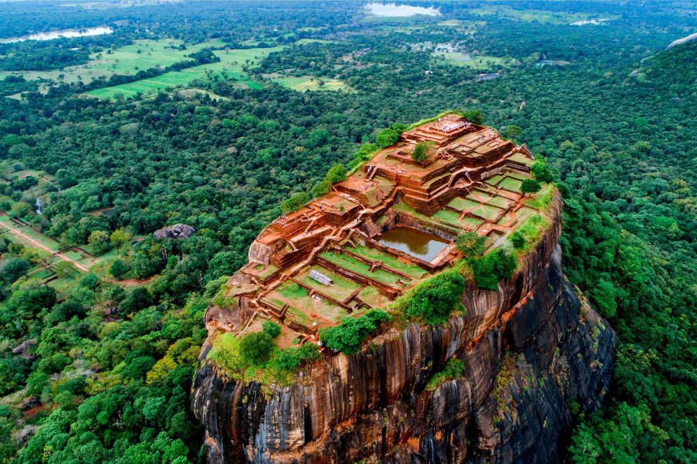 Sigiriya Rock rising above the forest
