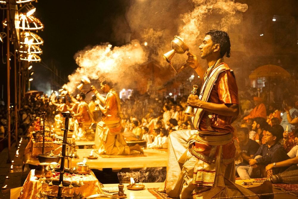 Lamps at the Ganga Aarti, Varanasi