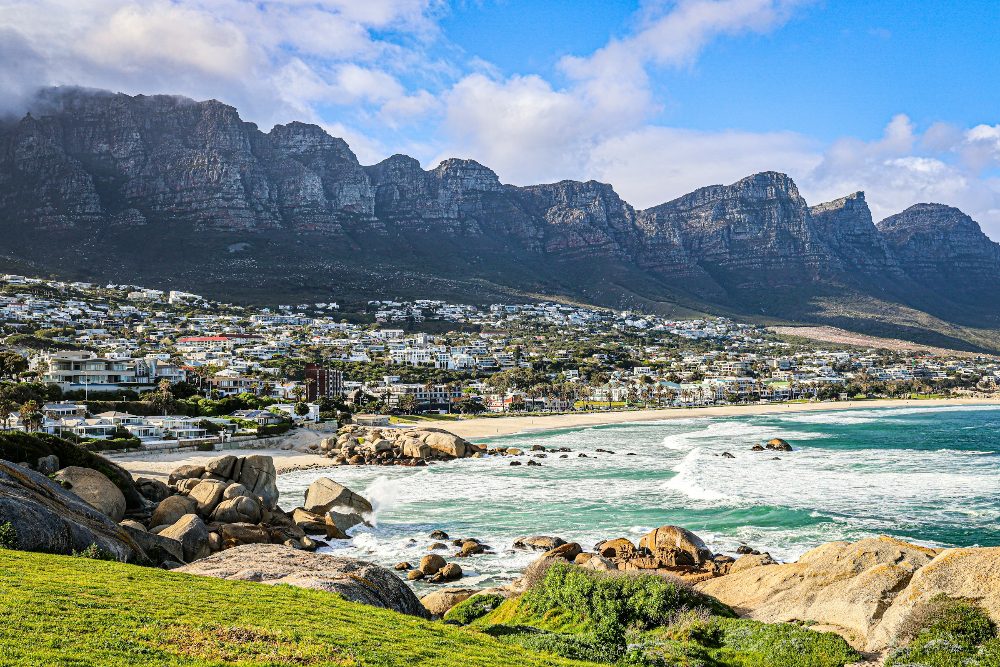 A beach below the mountains, Cape Town